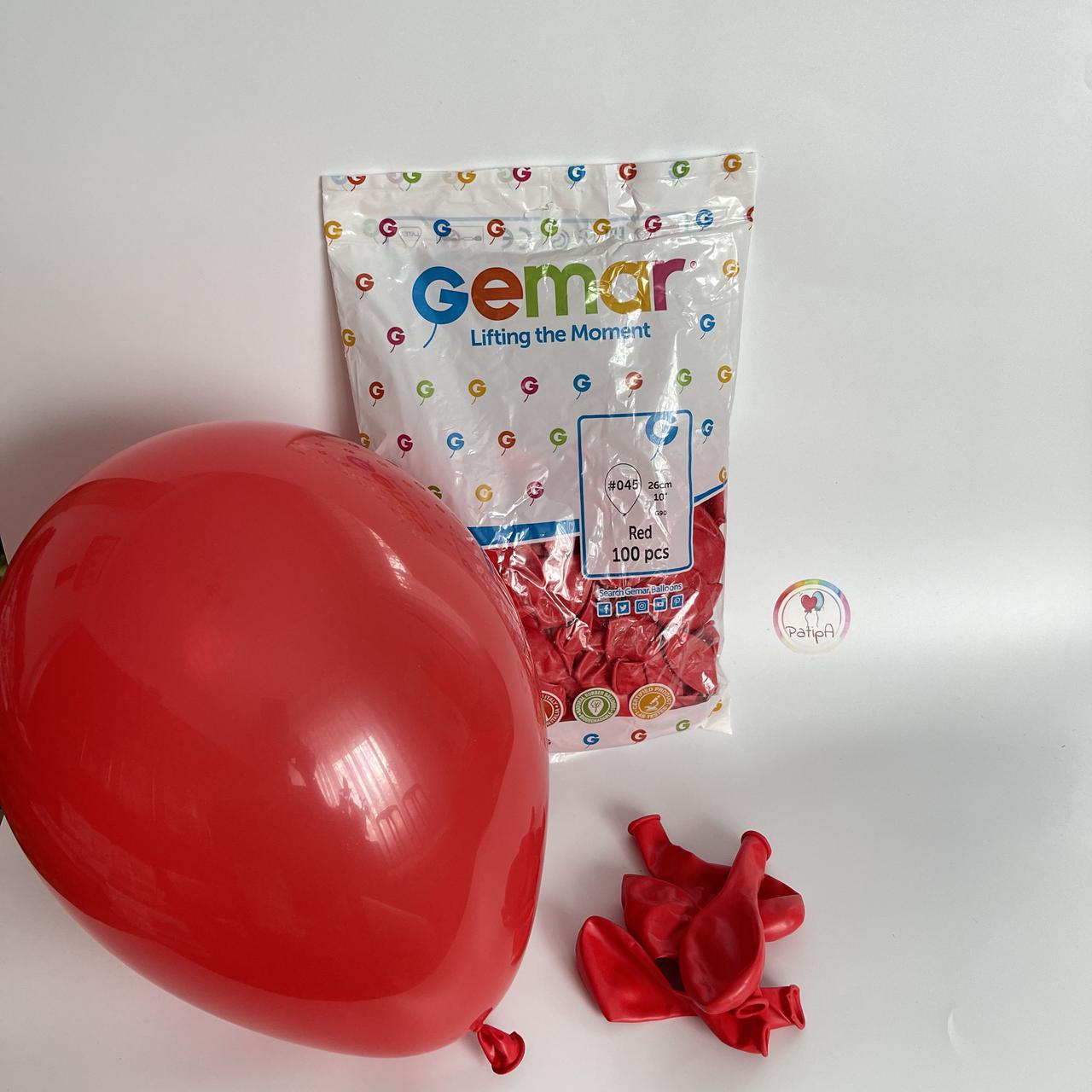 Повітряні кульки 10" RED (#045) упаковка 100 шт GEMAR