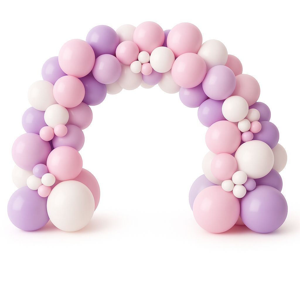 Фотозона арка (гирлянда) из воздушных шариков Макарун лилак+розовый+белый 10 м, Воздух